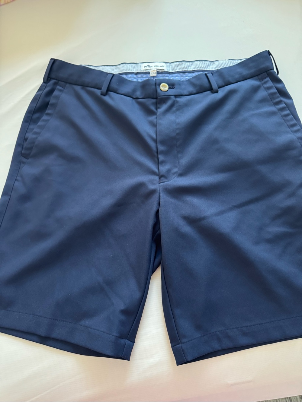 Peter Millar Navy Blue Flat-Front Performance Shorts